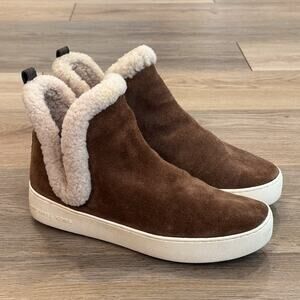 Michael Kors Ashlyn Boots Womens 9 Suede Shearling Lined Winter Booties Chelsea